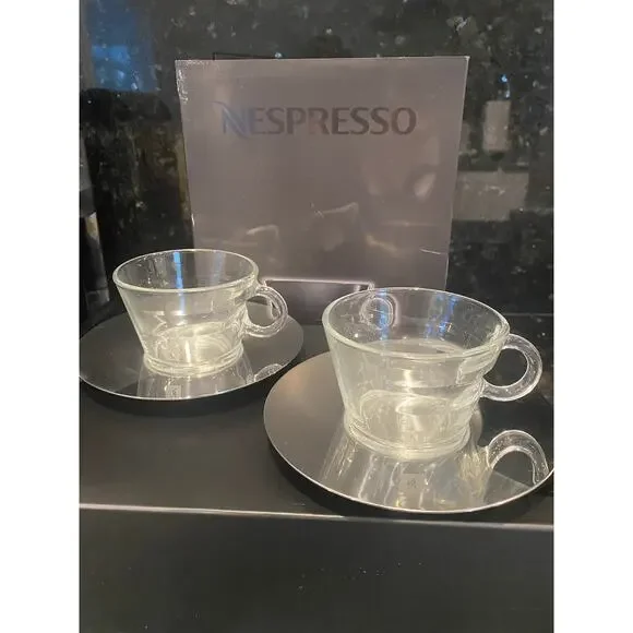 New in Box Nespresso VIEW Collection Cappuccino Cups and Saucers - Picture 6 of 9